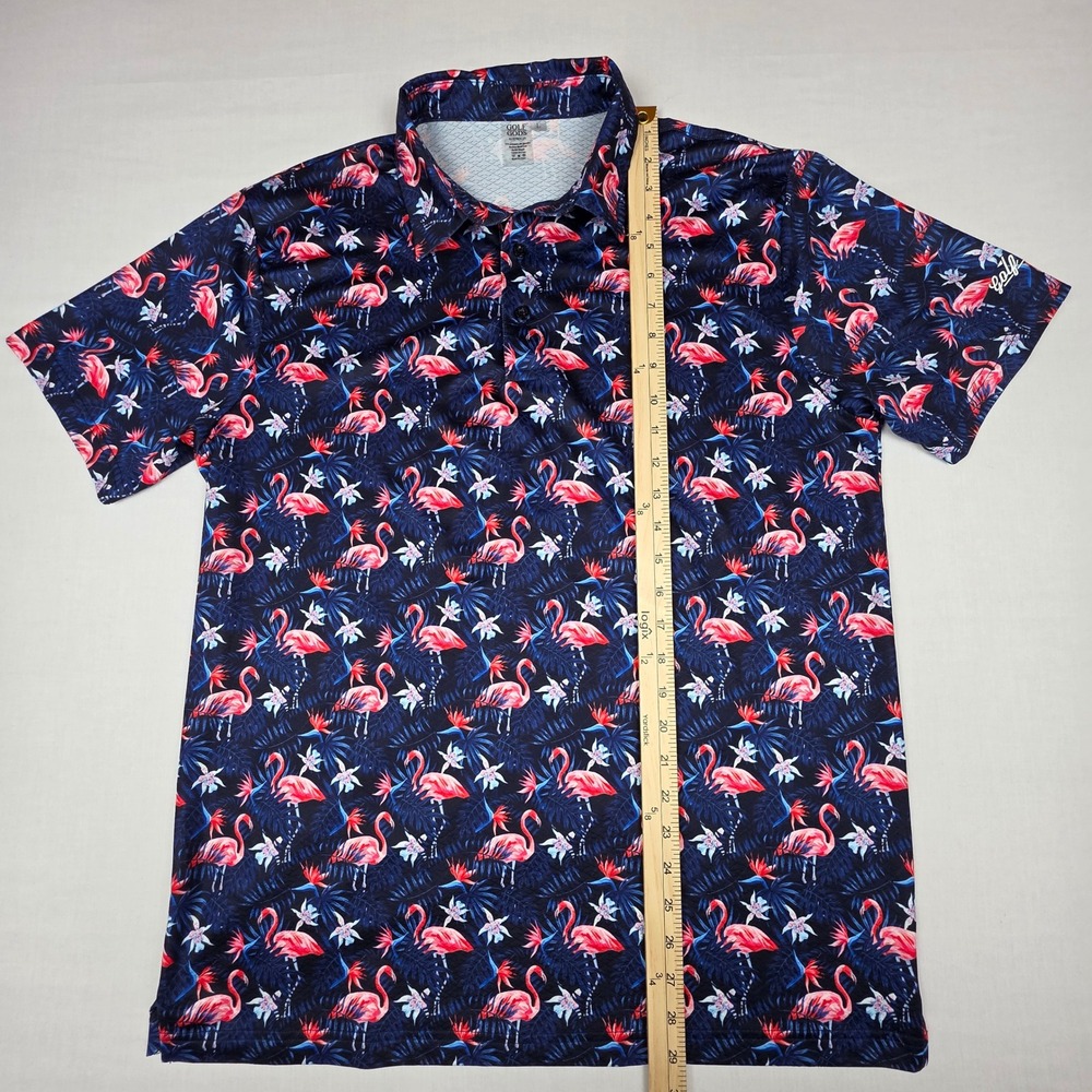 Golf Gods Australia Flamingo  Polo Shirt Mens Large Navy Blue Performance Poly - Picture 4 of 9